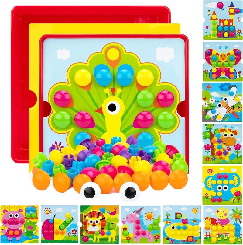 AluAbi Button Art Toys for Toddlers  Crafts for Toddler Toys Age 2-4  Early Learning Educational Toys  Color Matching Puzzle  Fine Motor Skills Game  Preschool Learning Toys for Boys & Girls 3+ - Image 1